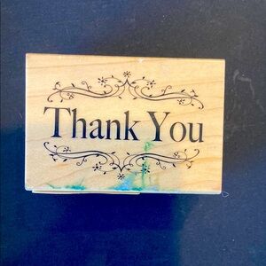 Elegant Wooden Thank You Stamp NEW